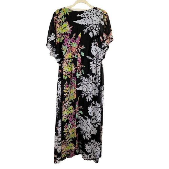 Lane Bryant Dress 18 Black Maxi Floral Tropical Fairy Whimsical 80s Y2K Grunge - Picture 9 of 15